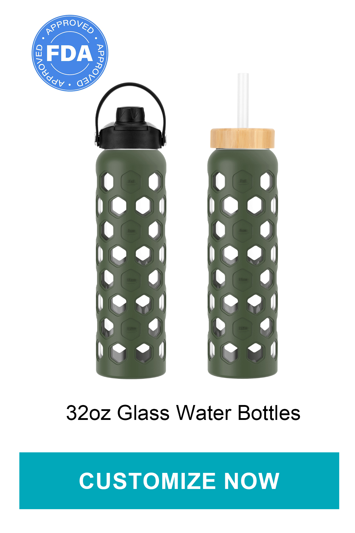 custom glass water bottle with logo